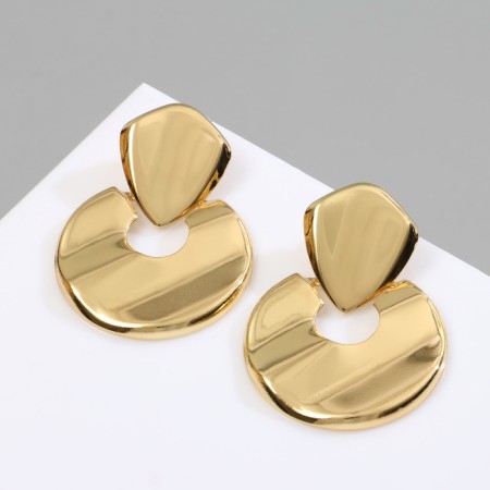 Earrings Metal "Geometry" disk, color gold-1