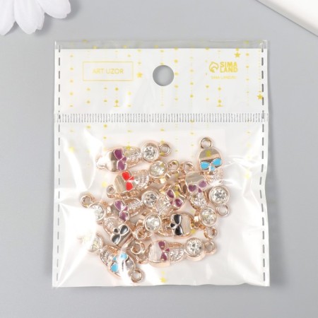 Decor for creativity plastic for metal "Skull with a rhinestone" gold mix 0.9x0.5x3 cm-3