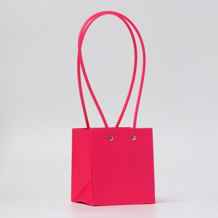 Flower bag, square, raspberry, moisture -resistant, 13x12x12 cm-1