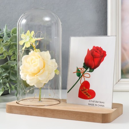 Photo frame 9x13 cm light "White rose in a flask" from batteries 2hlr1130 9.8x19.5x18 cm-3