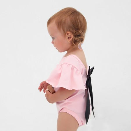 Bodi Kroshka I am "black bow", pink, r.22, height 62-68-7