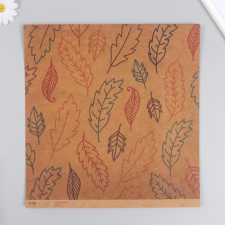 Scrapbooking Kraft "Leaves" density 180 g 30.5x32 cm-1