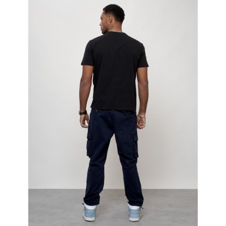 Cargo jeans men, size 46-48, dark blue color-3