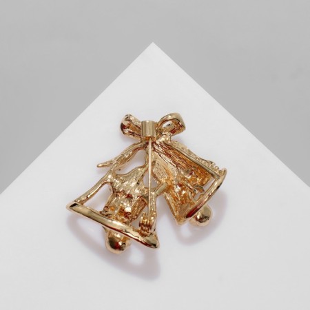 Brooch "Bells", white color in gold-1