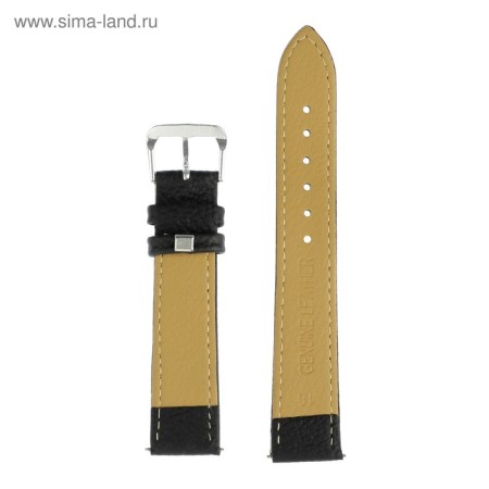 Solomon watch strap, 18 mm, genuine leather, L-20 cm, black with embossing-2