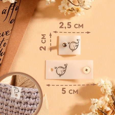 Tag with the Kit button, 5 × 2 cm, 10 pcs, white/black color-1