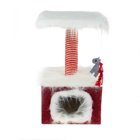 The house is small for cats, fur/velor, 34 x 34 x 60 cm, burgundy-1