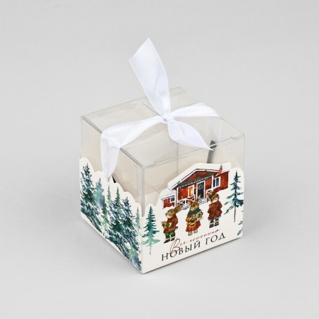 Box a gift New Year's folding "New Year's House", 7 x 7 x 7 cm, New Year-1