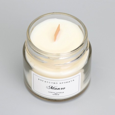 Aromatic candle made of soy wax in a bank, 75 g, mango-3