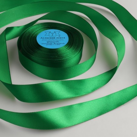 Satin tape, 25 mm × 33 ± 2 m, green color No. 035