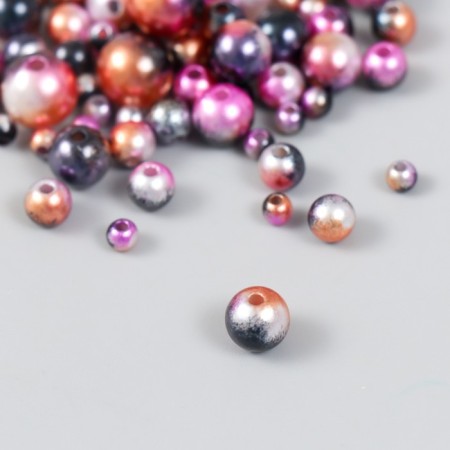 Beads for creativity plastic "Round. Gradient. Mermaid Bordeaux" d = 3-8mm, set 10 grams-1