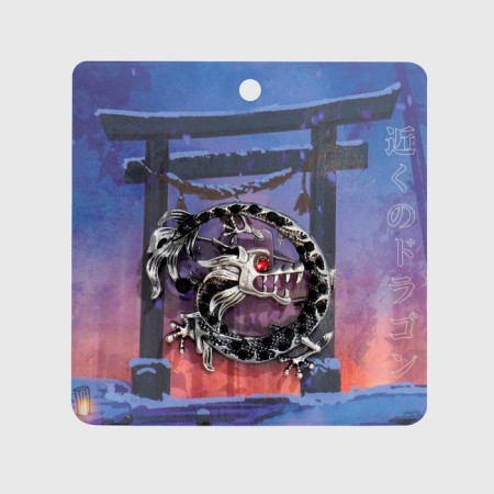 Brooch "Dragon" fire-breathing, red-gray color in black silver-1