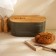 Metal breadstone with a bamboo lid SL Home “CACE”, 2 items: Bread 36 × 20 × 15.5 cm, knife length 28.3 cm