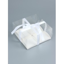 Box for cakes 4 pieces, white, 20 x 20 x 10 cm