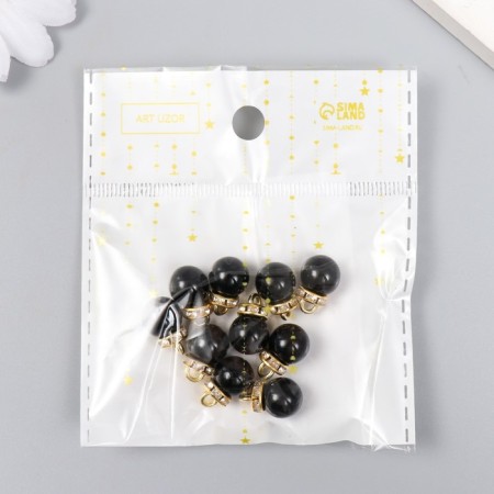 Decor for creativity plastic "Black ball with a loop" set 10 pcs 1x1x1 cm-3