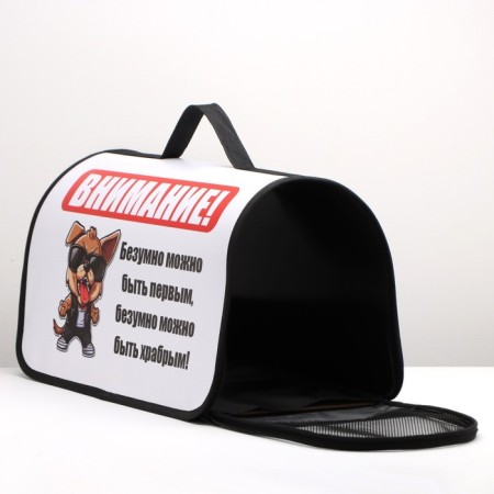 Bag - Frame Animal Carriage, 50 x 25 x 28 cm white with a dog-7