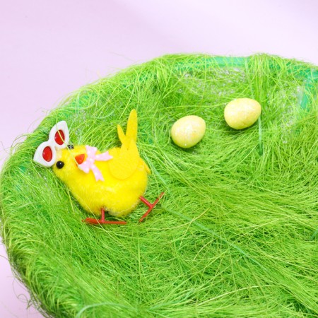 Easter decorative basket "Ground chicken on the grass" 24x20x5.5 cm-1