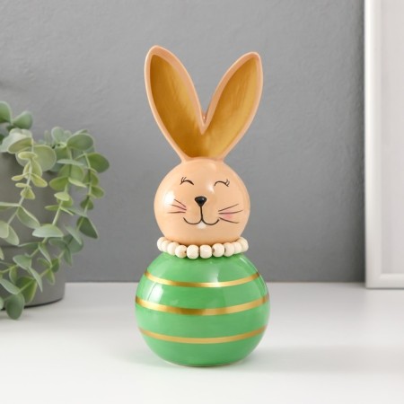 Souvenir Ceramics "Bunny Nevali with stripes" beige green 8.5x8.5x20 cm