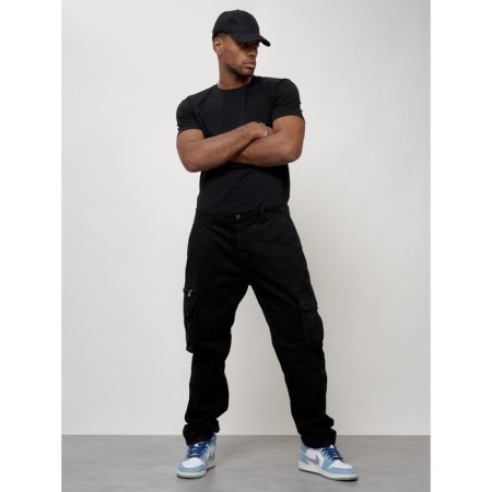 Cargo jeans men, size 54, black color-4