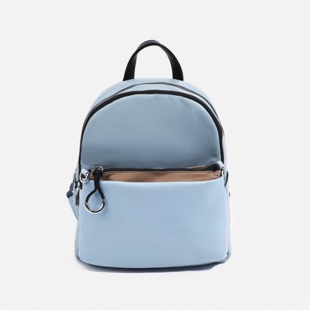 Women's backpack made of artificial leather, cosmetic bag, OTARA, Blue/Brown color-3