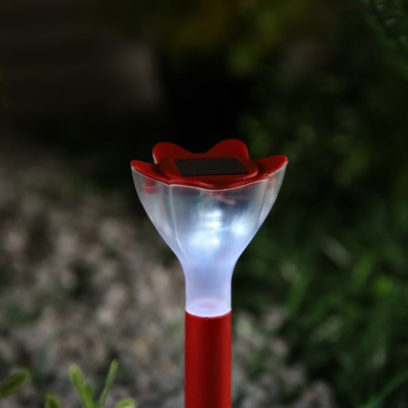 Garden lamp on the sunny battery "Red flower", 6 × 29 × 6 cm, 1 LED, glow white-3