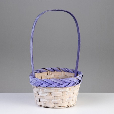 Wicker basket (bamboo), 17 x 9 x 30cm, white-violet