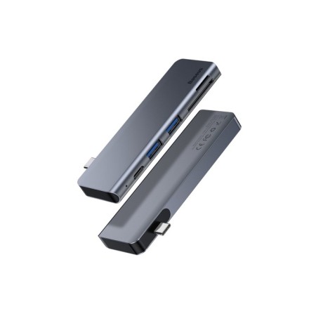 Adapter Lander (HUB) Baseus UCN3266, Type-C-2XUSB3.0 + HDMI + PD + TF/SD, Gray-1