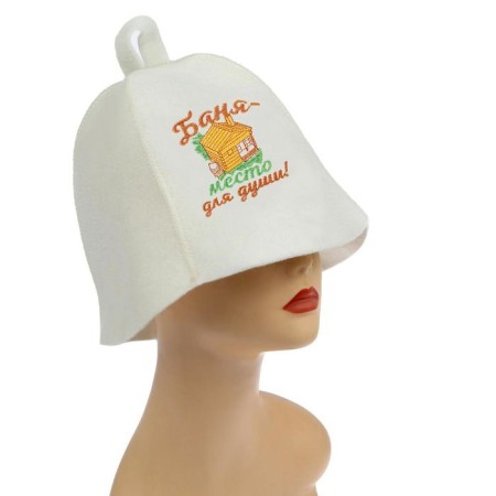 A cap for a bath with embroidery "Bath - a place for the soul"-2