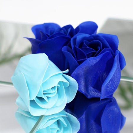 Soap roses, turquoise and blue, set of 11 pcs.-5