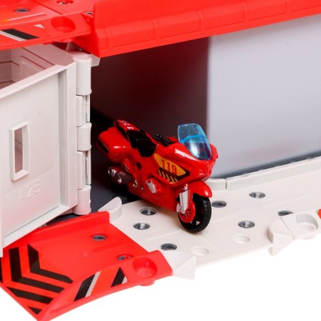 Parking "Fire Station", with metal machines and helicopter-11