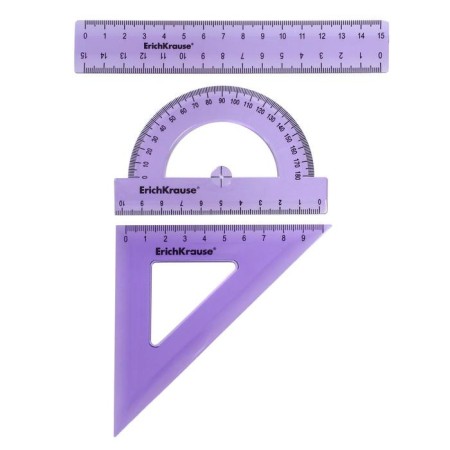Geometric Erichkrause Standard, plastic, small (ruler, square, transporter), lilac, in the ZIP package-1