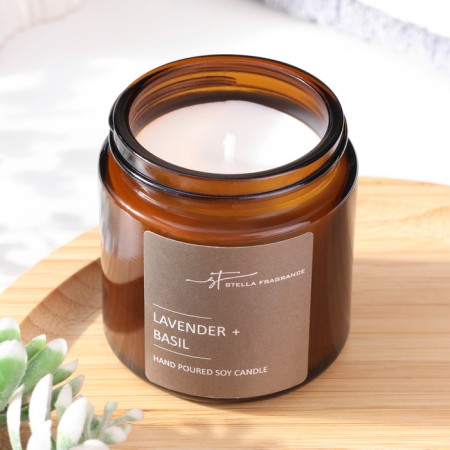 Aromatic candle in the Bank "Laverder Basil", soy wax, 90 g, lavender and basil-1