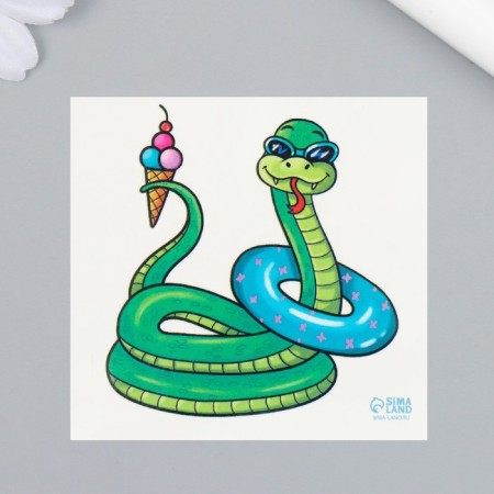 Tattoo on the body color "Pythonchik on vacation" 6x6 cm-1