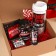 Hiftbox “Hepy New E”: thermostatic, black tea with fruits, candy with strawberries, dragees, milk chocolate, 4 pcs