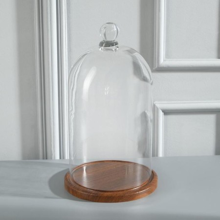 Glass dome-redflower with a ball on the stand "Rodrik", 29x15 cm, glass, brown-2