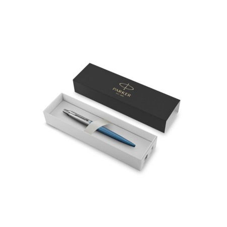 Ballpoint pen Parker Jotter Core Waterloo Blue Ct M, stainless steel case, blue glossy/ chrome, blue ink-1