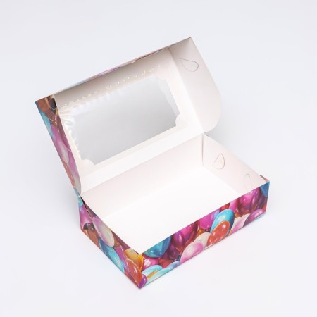 Folding box with a window for marshmallows "Balls", 25 x 15 x 7 cm-5
