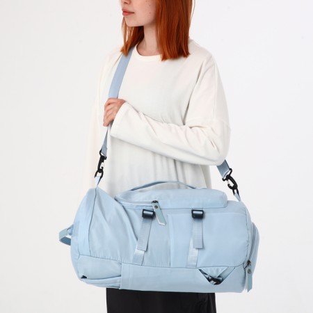 A backpack-snuffle with a zipper, 4 outer pockets, a shoe detachment, blue color-10