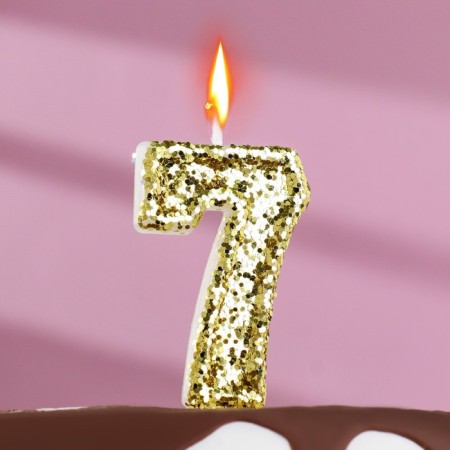 Candle in the cake "Square", number "7", gold, 6.5x4