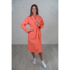 Women's bathrobe, shalka+kant, size 50, coral color, waffle