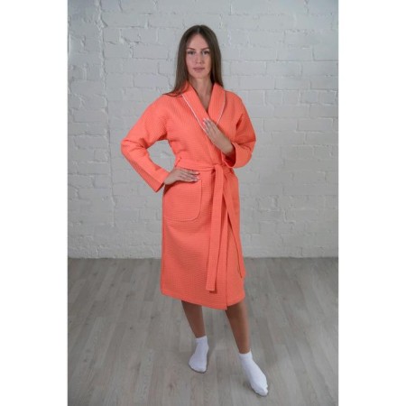 Women's bathrobe, shalka+kant, size 50, coral color, waffle