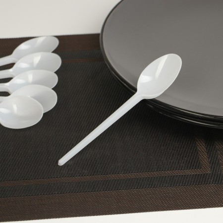 A spoon of plastic disposable white, dining room, 15.5 cm, set 6 pcs-1