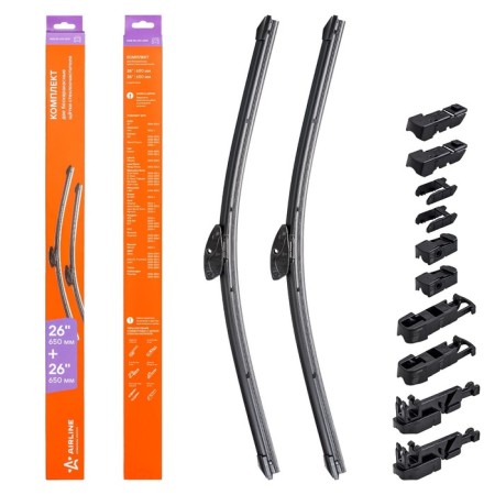 Airline wiper brushes, frameless 2 pcs, 6, 650/650 mm