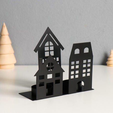 Summary metal for 2 candles "houses" d = 4 cm 14.5x6x13 cm-2