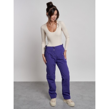 Warmed female trousers, size 42, purple color-9