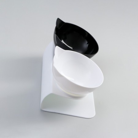 Plastic bowls on a white stand 27.5 x 14 x 15 cm black/white-2