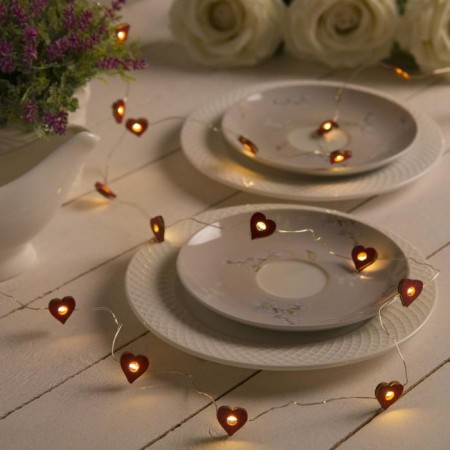 Garland “thread” 2 m dews with nozzles “heart”, IP20, silver thread, 20 LED, warm white glow, AAX2