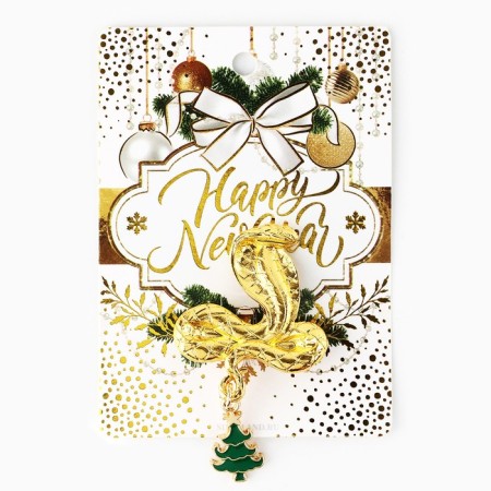 New Year's Brooch "Happy New Year", for the New Year, 6 x 8 cm-1