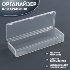 Organizer for storage, with a lid, 1 section, size 9.3 × 3.1 × 1.6 cm, the color is transparent
