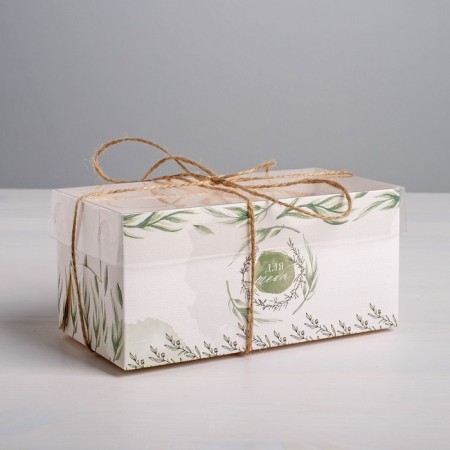 Capcake box, confectionery packaging, 2 cells "for you", 16 x 8 x 7.5 cm